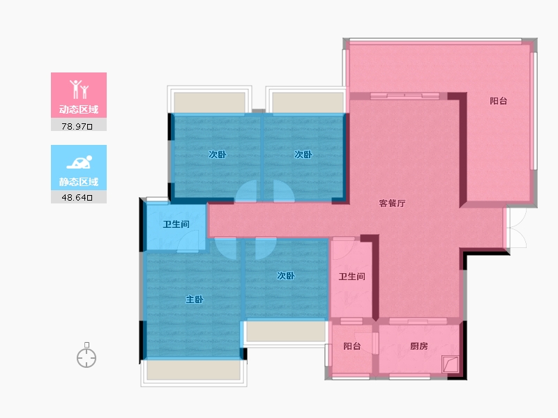 湖南省-邵阳市-乾道魏源壹号院-110.22-户型库-动静分区