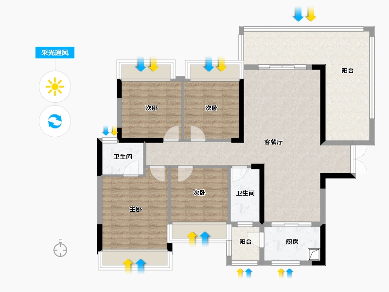 湖南省-邵阳市-乾道魏源壹号院-110.22-户型库-采光通风