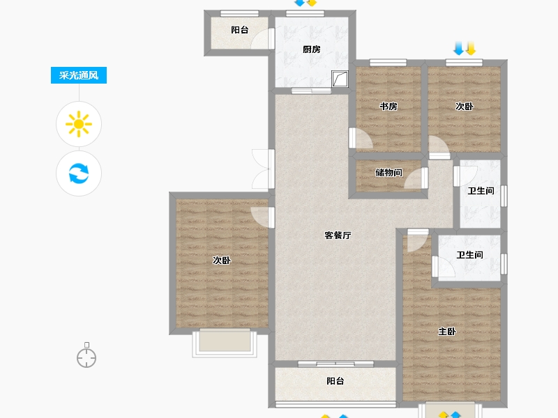 山西省-太原市-清华苑-132.80-户型库-采光通风