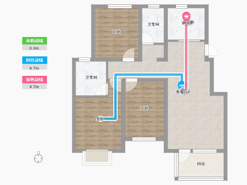 河北省-石家庄市-国仕九礼花园南区-89.60-户型库-动静线