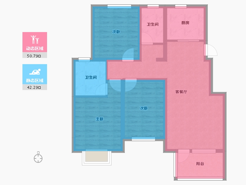 河北省-石家庄市-国仕九礼花园南区-89.60-户型库-动静分区