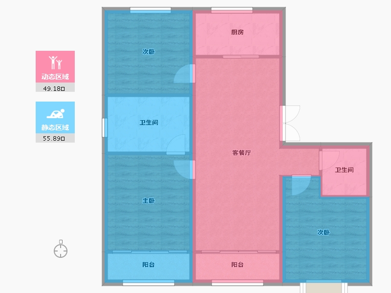 河北省-张家口市-鸿翔健康城1.2期-111.17-户型库-动静分区