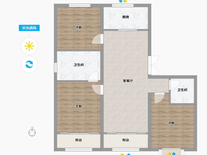 河北省-张家口市-鸿翔健康城1.2期-111.17-户型库-采光通风