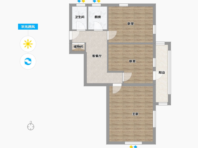 北京-北京市-志新村小区-68.40-户型库-采光通风