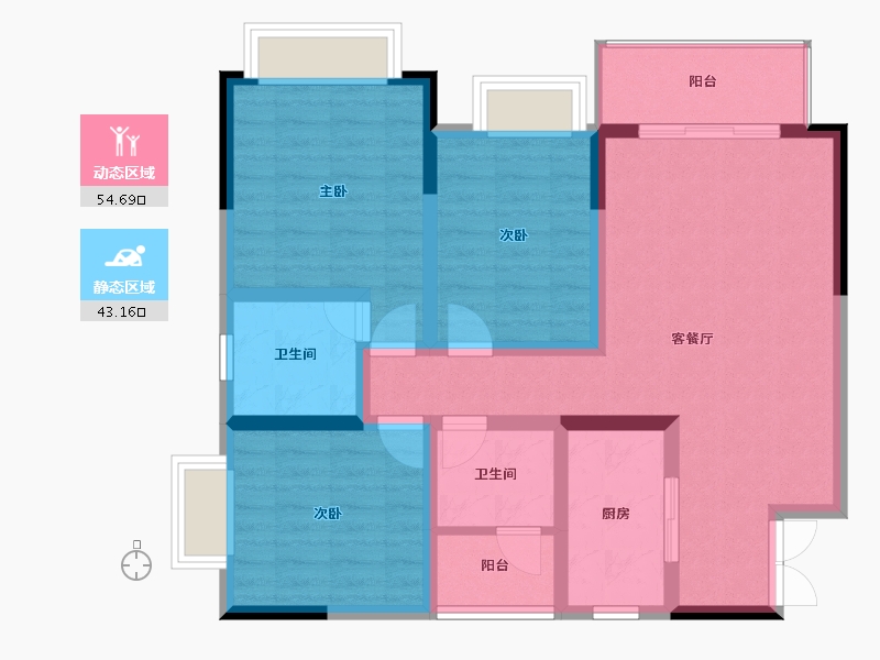 贵州省-遵义市-中国铁建国际公馆-96.31-户型库-动静分区