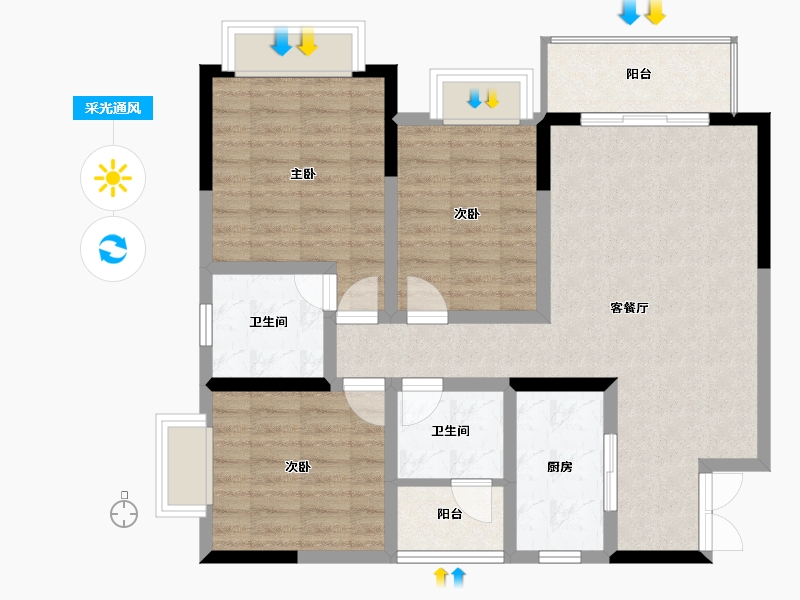 贵州省-遵义市-中国铁建国际公馆-96.31-户型库-采光通风