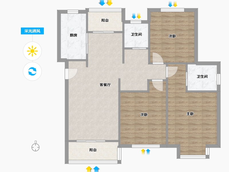 上海-上海市-翔瑞新苑-北区-159.97-户型库-采光通风