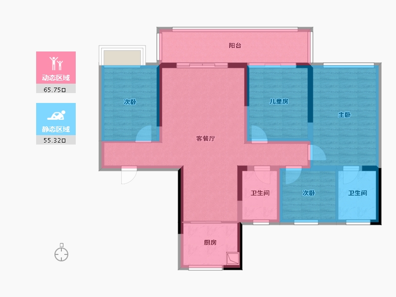 江苏省-常州市-龙运天城-107.82-户型库-动静分区