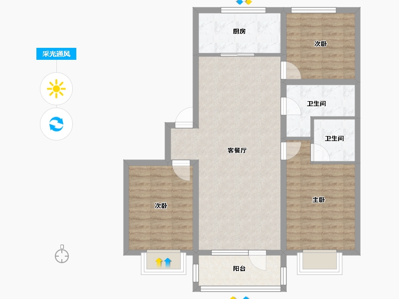 山西省-阳泉市-裕新苑-95.20-户型库-采光通风