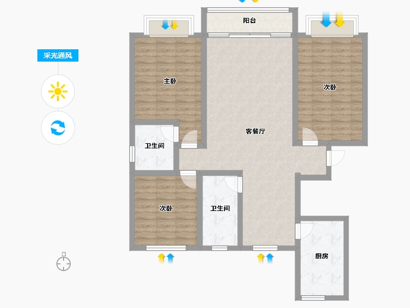 河北省-石家庄市-学府花园-110.00-户型库-采光通风