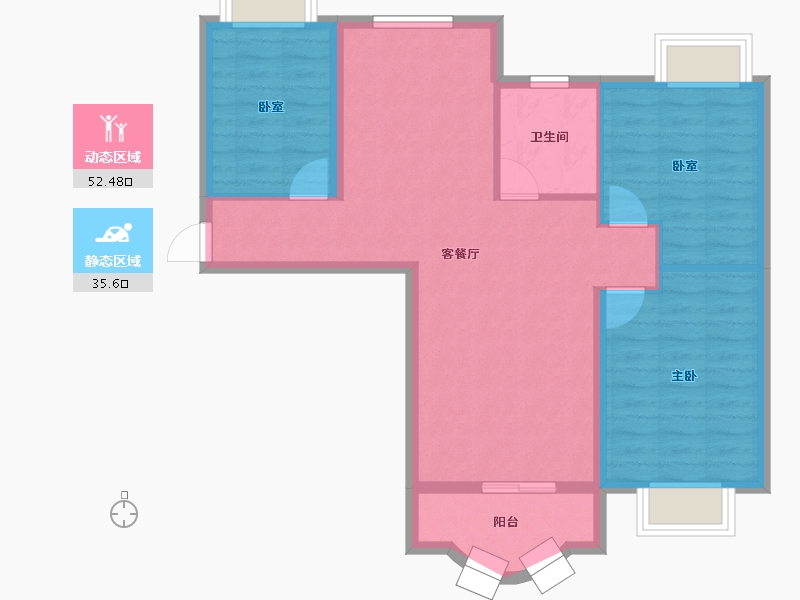 上海-上海市-阳光威尼斯一期AB区-93.60-户型库-动静分区