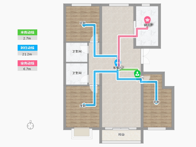 内蒙古自治区-呼和浩特市-园丁小区-111.78-户型库-动静线