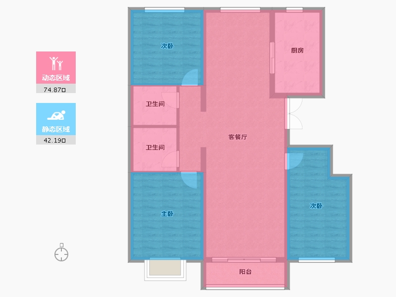 内蒙古自治区-呼和浩特市-园丁小区-111.78-户型库-动静分区