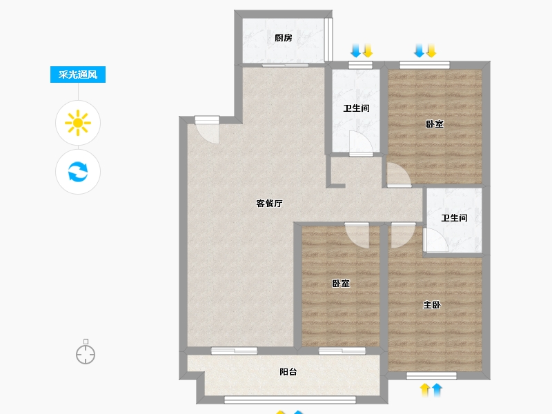 河北省-邢台市-天一华府二期-102.40-户型库-采光通风