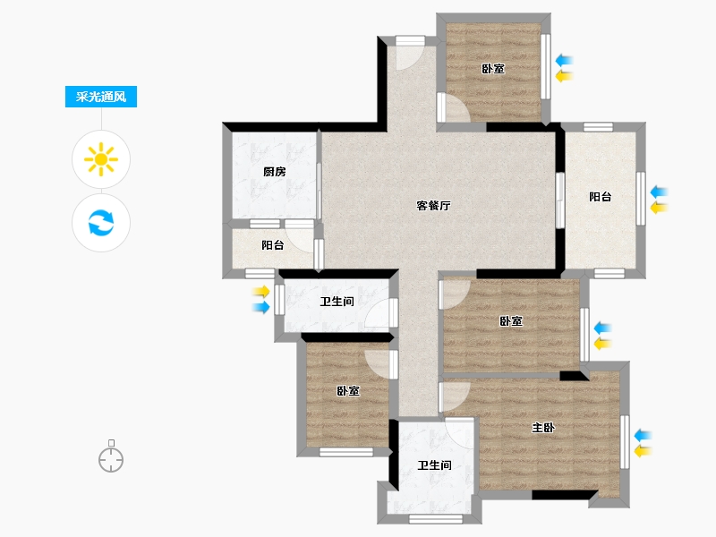 广东省-湛江市-建实名都花园-101.00-户型库-采光通风