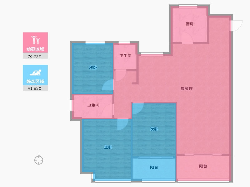 浙江省-宁波市-云山新语-95.63-户型库-动静分区