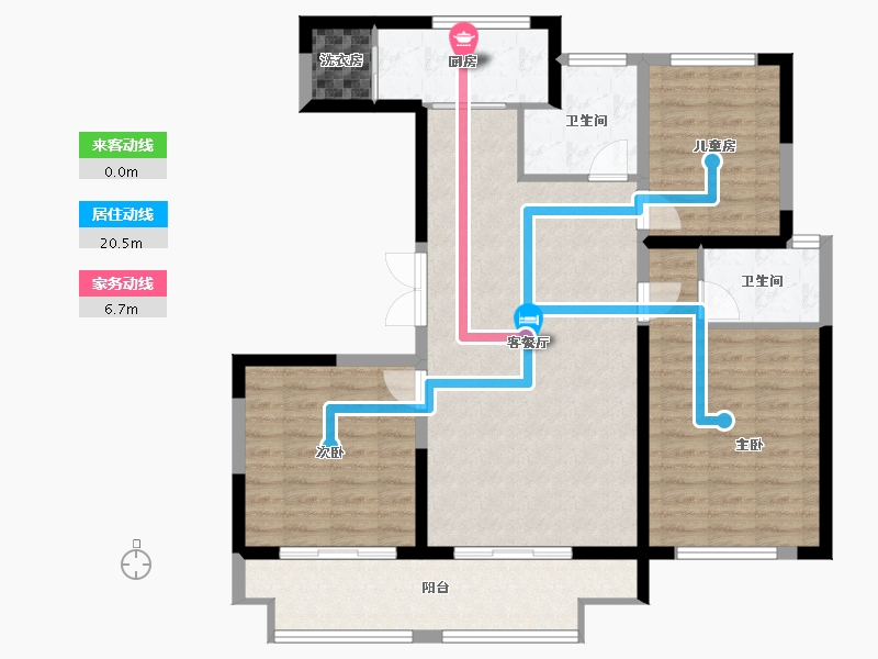 陕西省-咸阳市-杨凌碧水华庭小区-111.27-户型库-动静线