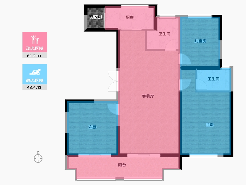 陕西省-咸阳市-杨凌碧水华庭小区-111.27-户型库-动静分区