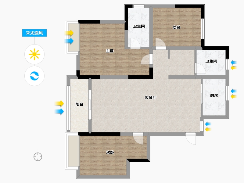 河南省-安阳市-聚豪名城-105.44-户型库-采光通风