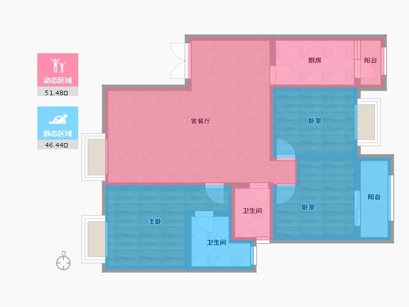 四川省-成都市-建川梦追湾公馆-93.31-户型库-动静分区