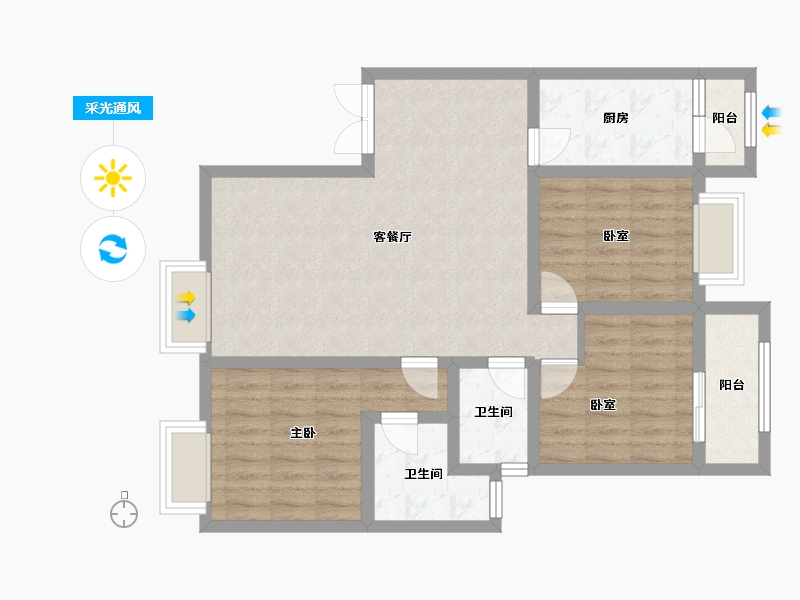 四川省-成都市-建川梦追湾公馆-93.31-户型库-采光通风