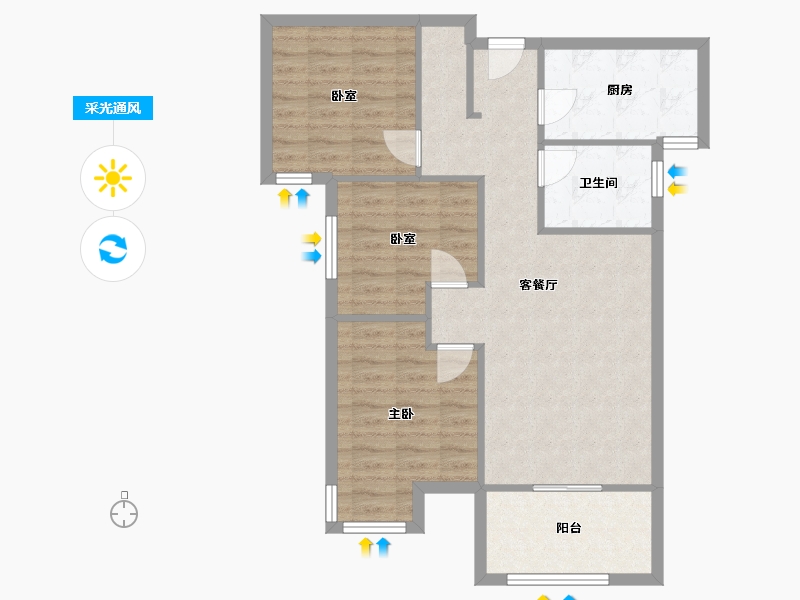 湖南省-长沙市-北辰三角洲-78.00-户型库-采光通风