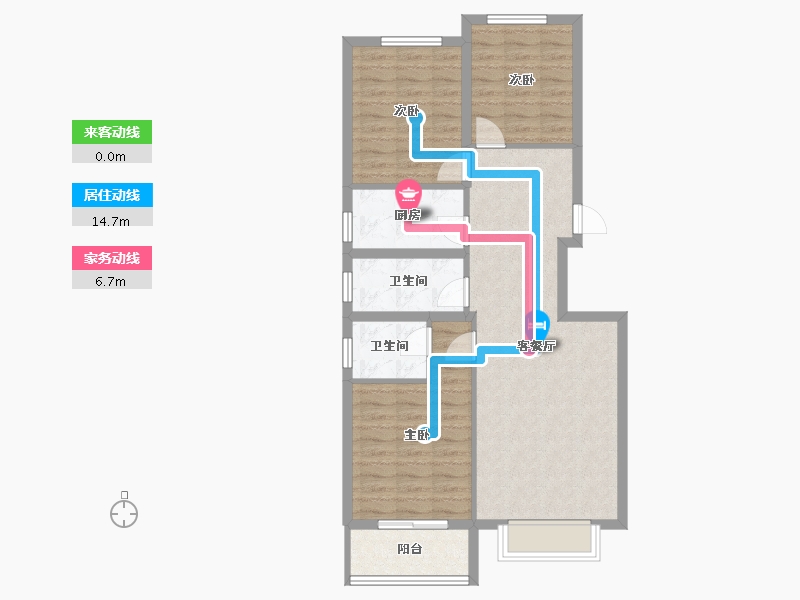 河北省-石家庄市-鑫泽花苑-88.82-户型库-动静线