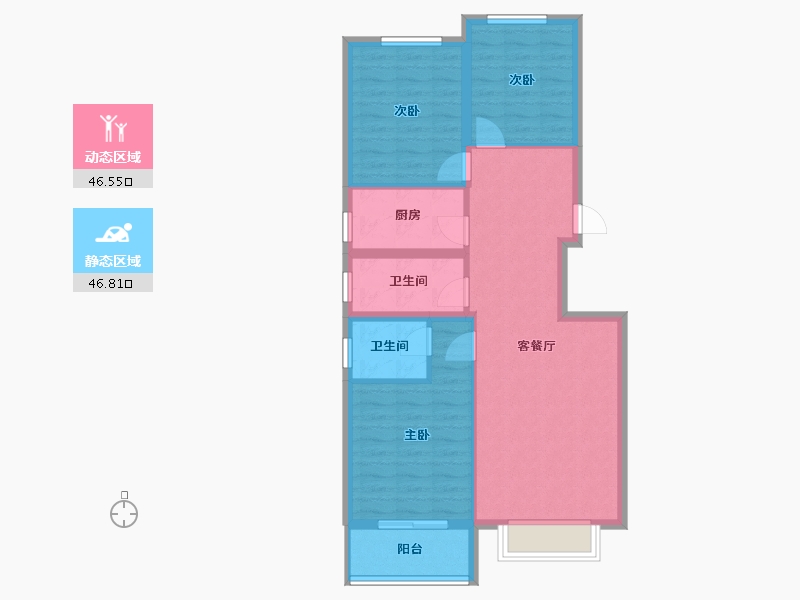 河北省-石家庄市-鑫泽花苑-88.82-户型库-动静分区