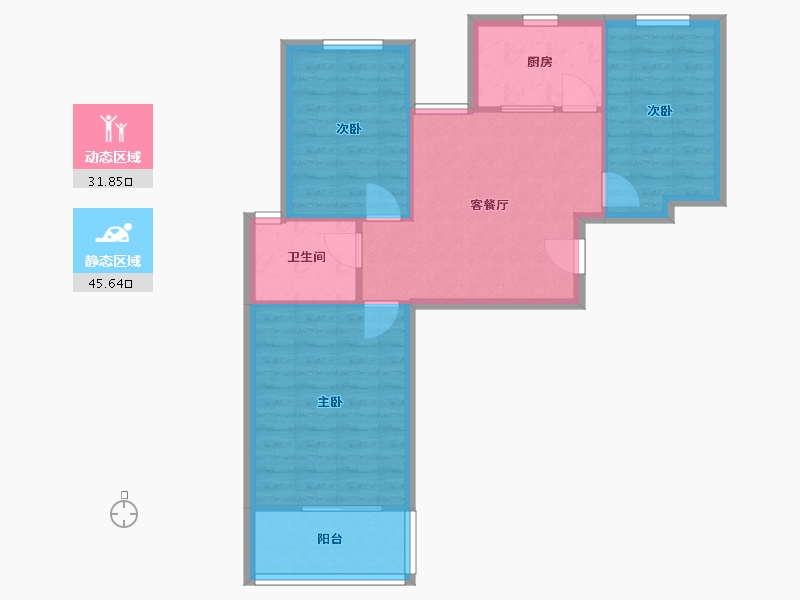 江苏省-南京市-西善花苑家和园-71.77-户型库-动静分区