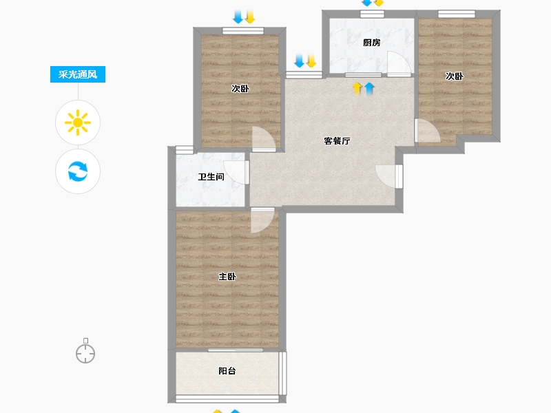 江苏省-南京市-西善花苑家和园-71.77-户型库-采光通风