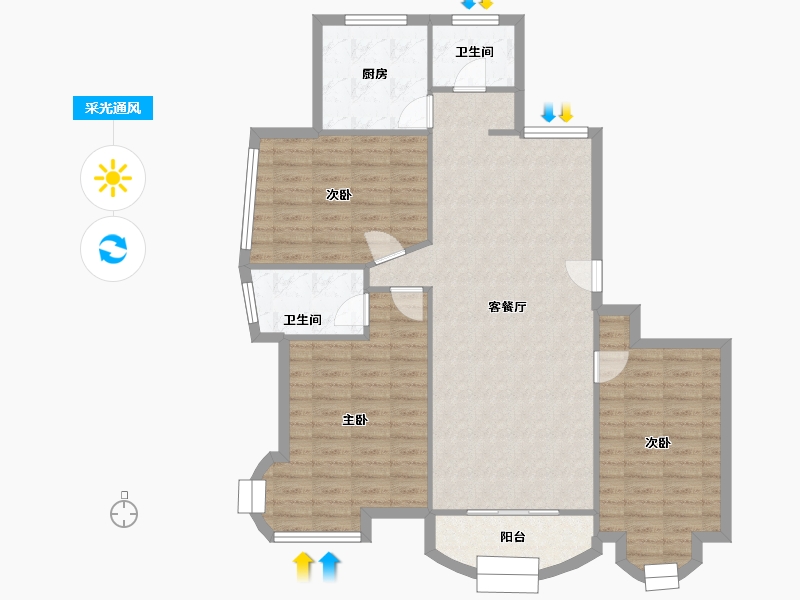 浙江省-台州市-金色南洋-101.00-户型库-采光通风