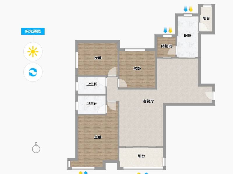 辽宁省-沈阳市-恒大绿洲-120.17-户型库-采光通风