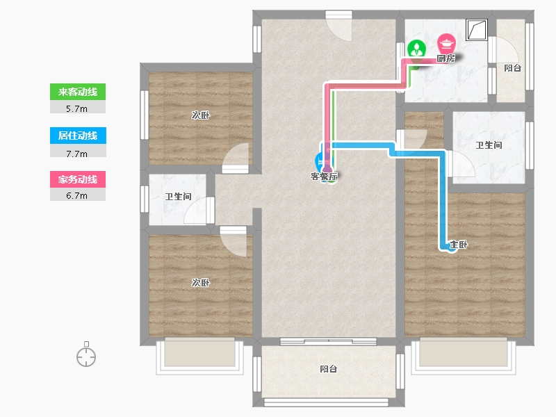 湖南省-株洲市-幸福里-108.80-户型库-动静线