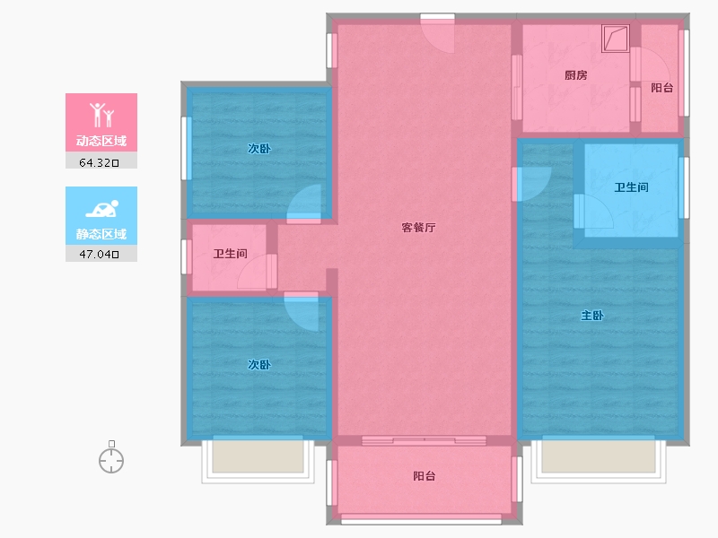 湖南省-株洲市-幸福里-108.80-户型库-动静分区