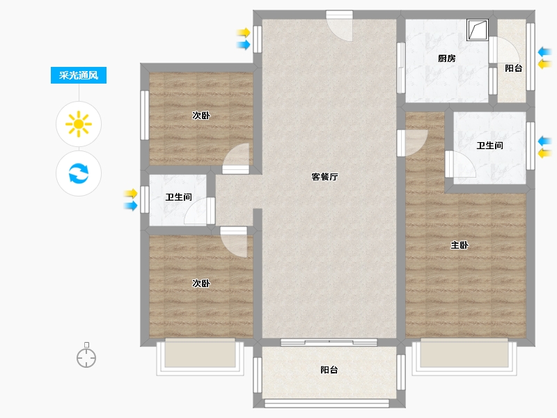 湖南省-株洲市-幸福里-108.80-户型库-采光通风