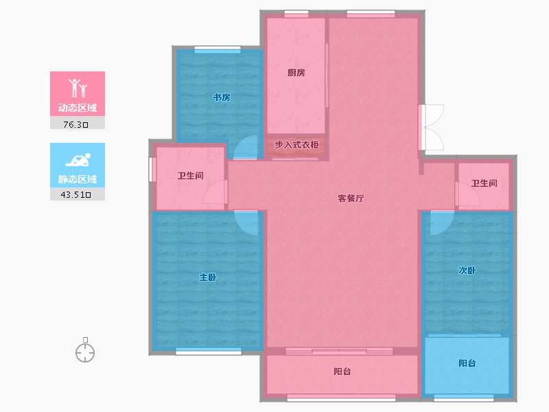 宁夏回族自治区-石嘴山市-陈桥景樾-94.40-户型库-动静分区