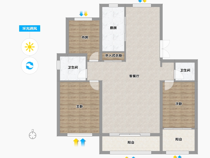 宁夏回族自治区-石嘴山市-陈桥景樾-94.40-户型库-采光通风