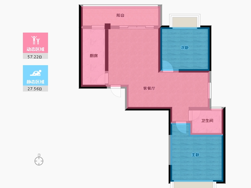 陕西省-西安市-仪表厂102街坊-75.20-户型库-动静分区