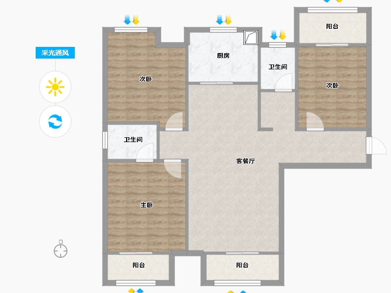 河南省-新乡市-云熙府-105.60-户型库-采光通风