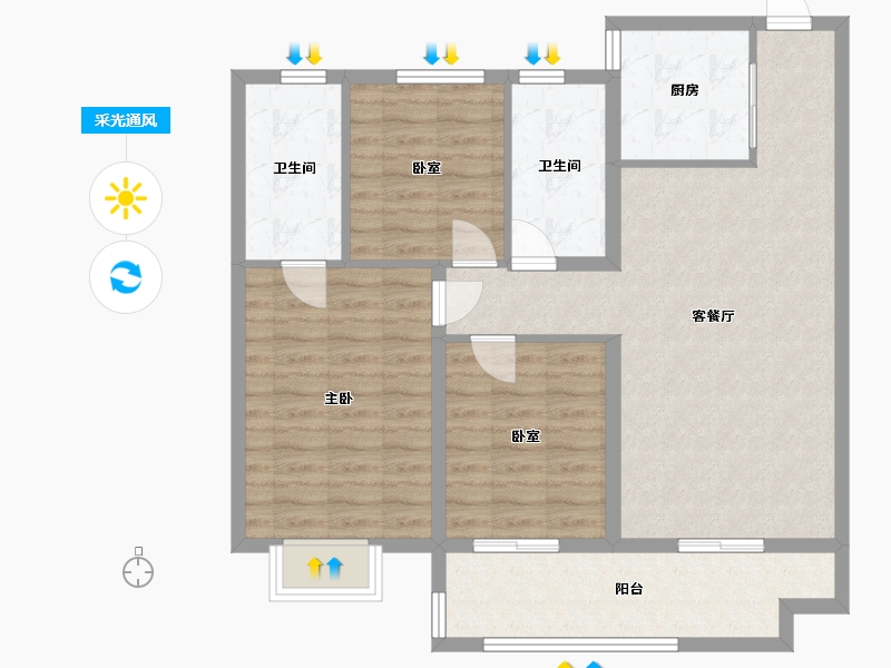 山东省-菏泽市-佳和诚园-92.00-户型库-采光通风