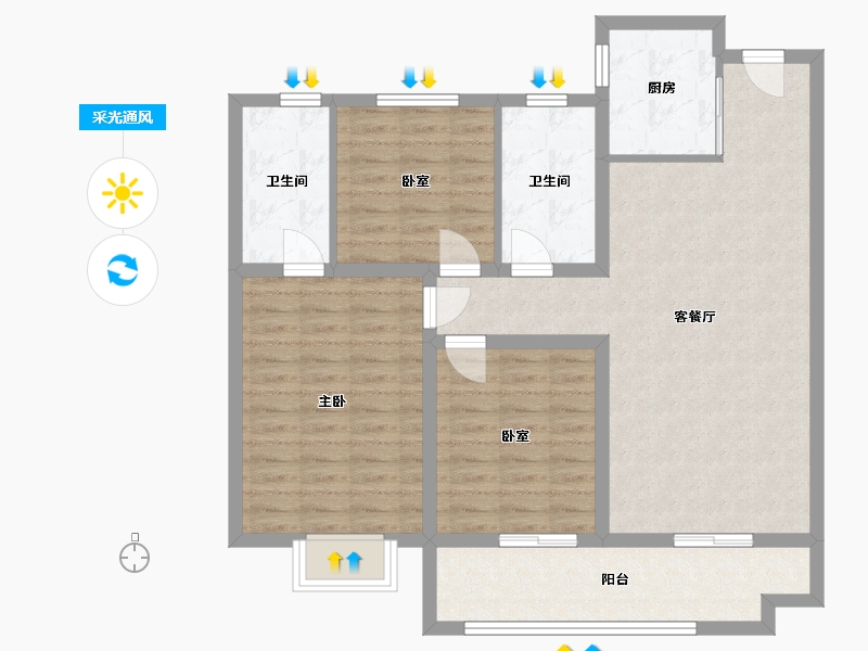 山东省-菏泽市-佳和诚园-98.40-户型库-采光通风