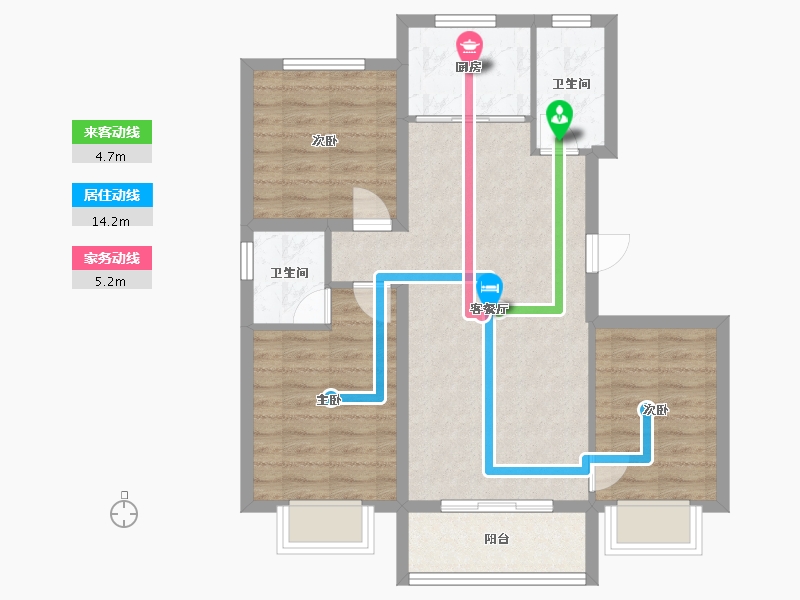 河北省-衡水市-恒茂城公园首府二期-87.20-户型库-动静线