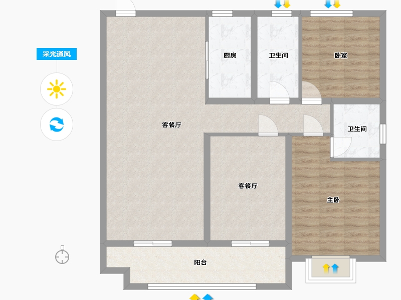 山东省-菏泽市-佳和诚园-104.00-户型库-采光通风