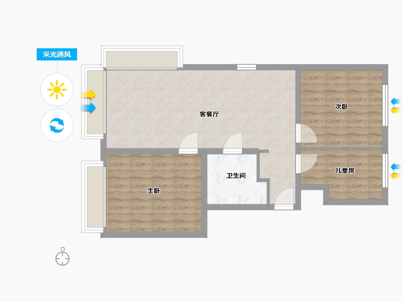 北京-北京市-万科城市之光东望-75.00-户型库-采光通风