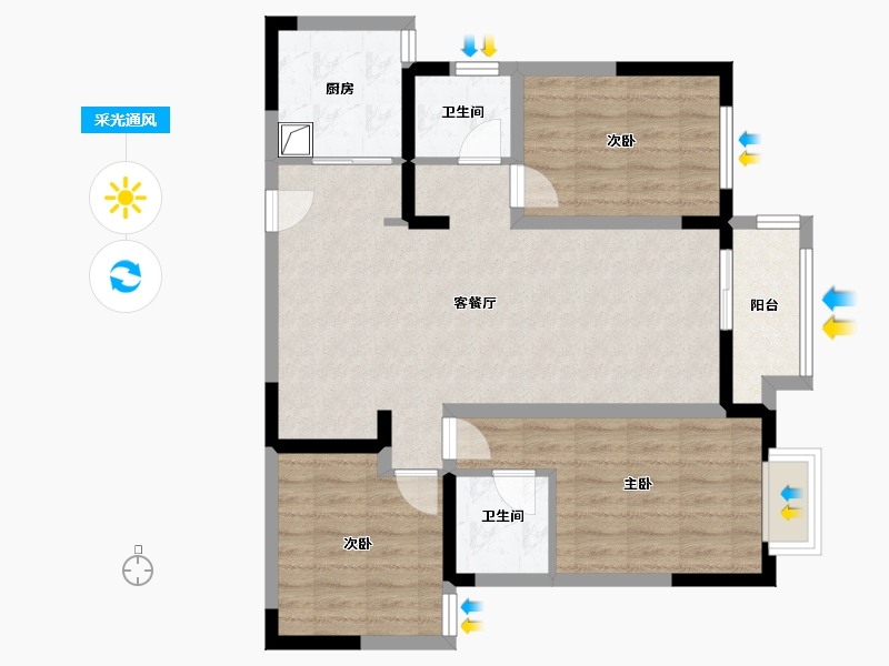 河南省-郑州市-融创瀚海兰园-94.96-户型库-采光通风