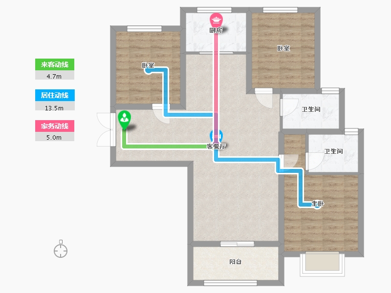 山西省-临汾市-歌山建设路桥易和苑小区-100.19-户型库-动静线