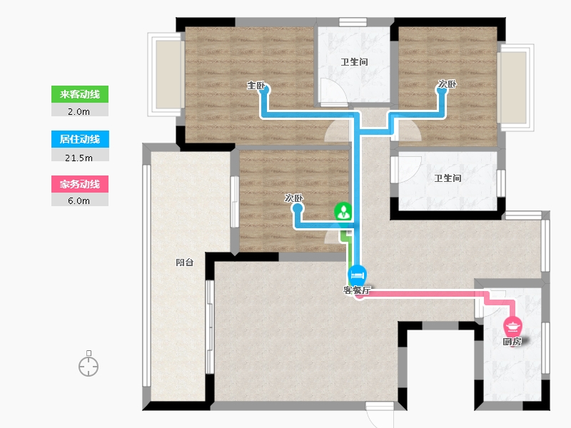 湖南省-怀化市-山水龙城-104.80-户型库-动静线