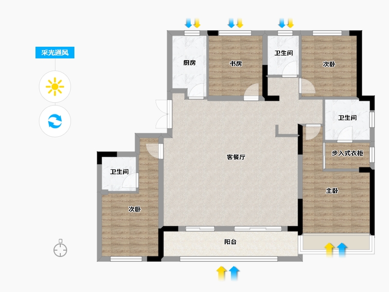 河南省-洛阳市-浙江大厦荣盛中心-134.00-户型库-采光通风