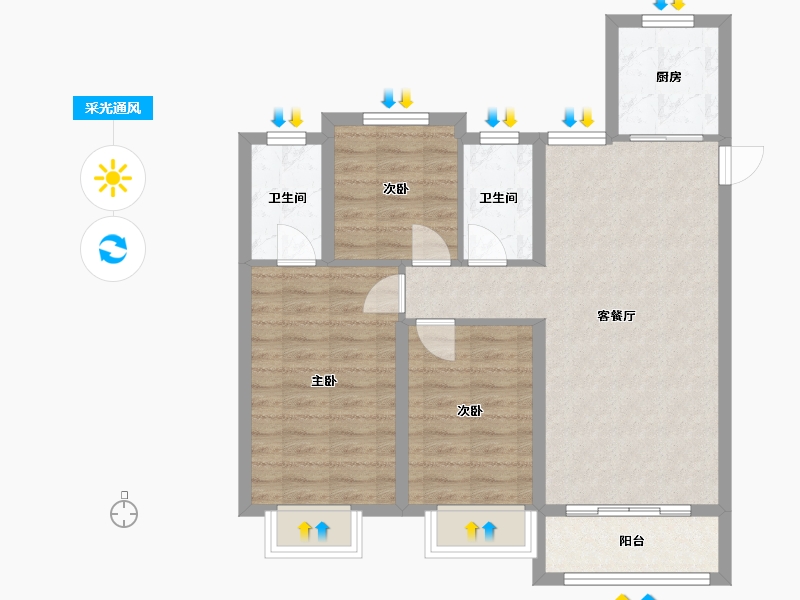 河北省-衡水市-恒丰理想城-91.57-户型库-采光通风