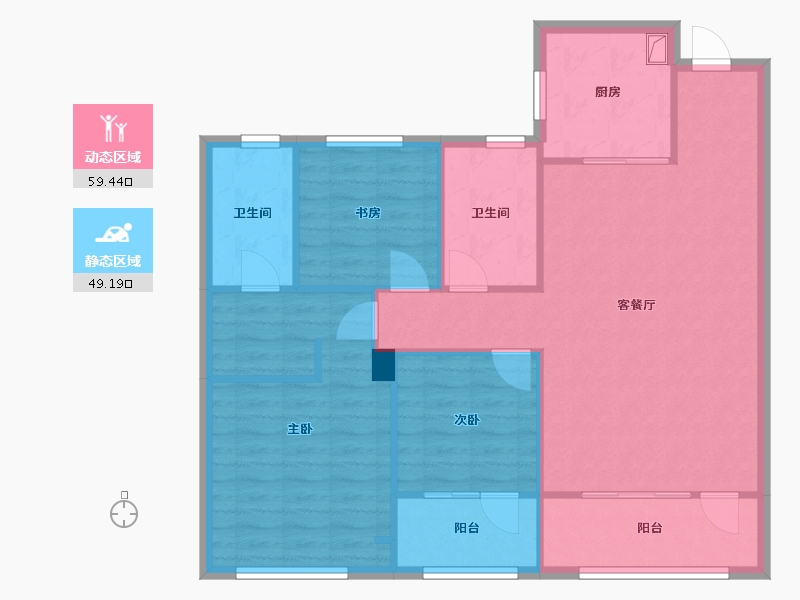 辽宁省-大连市-中海叁号院-99.20-户型库-动静分区